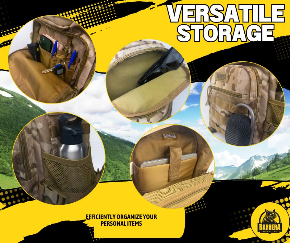 BARRERA warriors-Tactical Backpack .-Military Backpack-Tactical Backpack For Men-Molle Backpack-Tactical Laptop Backpack (MULTICAM CAMO, Medium)