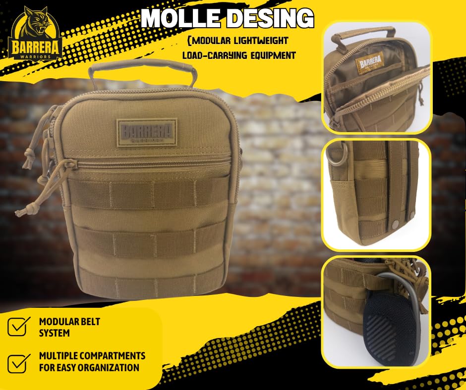 BARRERA warriors- Mini Crossbody bag for men, Handbag Adjustable Bag, Sling bag for men, tactical molle pouch (COYOTE BROWN, Small)