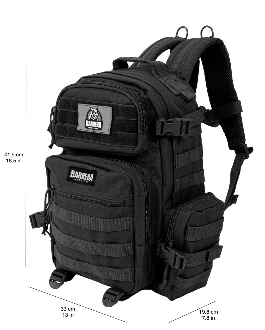 BARRERA warriors-Tactical Backpack .-Small Military Backpack-Tactical Backpack For Men-Molle Backpack-Tactical Laptop Backpack (BLACK 25L)