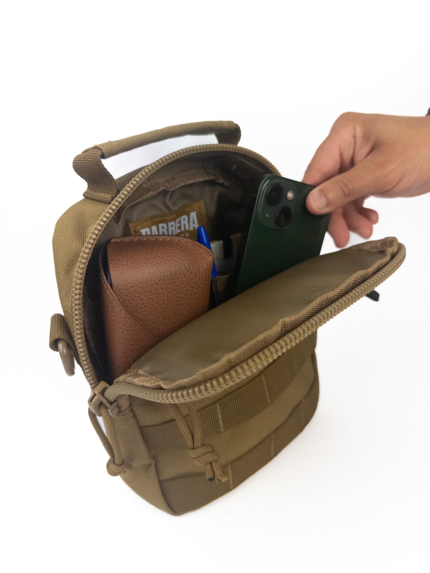 BARRERA warriors- Mini Crossbody bag for men, Handbag Adjustable Bag, Sling bag for men, tactical molle pouch (COYOTE BROWN, Small)