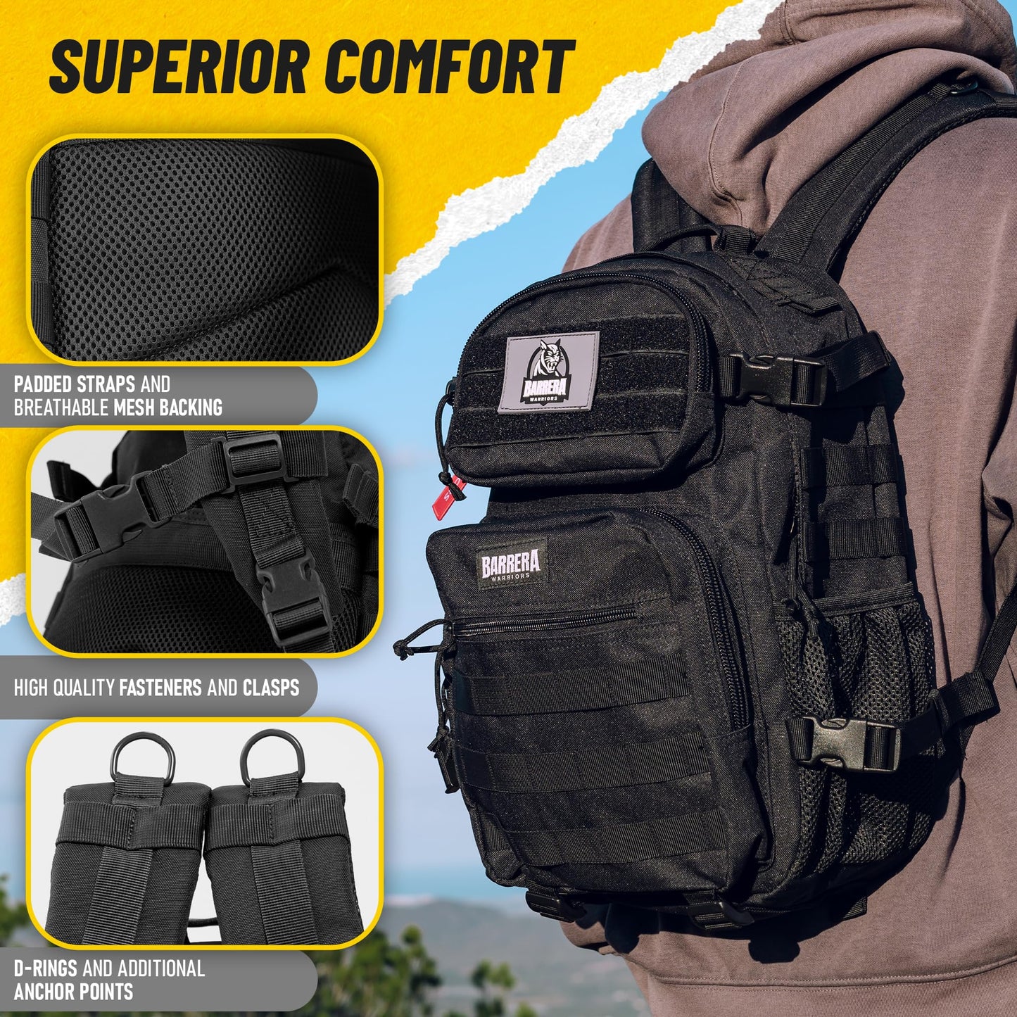 BARRERA warriors-Tactical Backpack .-Small Military Backpack-Tactical Backpack For Men-Molle Backpack-Tactical Laptop Backpack (BLACK 25L)